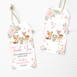 ピンク金ゴールド冬の女の子の赤ちゃん感謝していシャワーユーラベル ギフトタグ