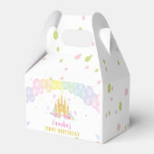 ピンク金ゴールド城プリンセス誕生日お気に入りボックス フェイバーボックス (裏面サイド)