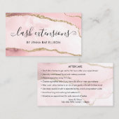 ピンク金ゴールド大理石アゲートラッシュアフターケアの指示 名刺 (正面/裏面)