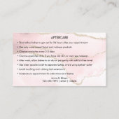 ピンク金ゴールド大理石アゲートラッシュアフターケアの指示 名刺 (裏面)