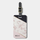 ピンク金ゴールド大理石カスタムモノグラムラゲージタグ ラゲッジタグ (正面縦)