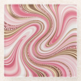 ピンク金ゴールド大理石ガラスコースター ガラスコースター