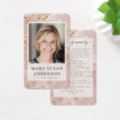ピンク金ゴールド大理石写真記念祈りの言葉カード (デスク)