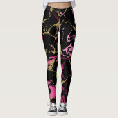 ピンク金ゴールド大理石女性レギンス レギンス (正面)