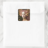 ピンク金ゴールド妖精妖精女性ファンタジーアート スクエアシール (バッグ)