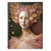 ピンク金ゴールド妖精妖精女性ファンタジーアート ノートブック (正面)