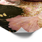 ピンク金ゴールド妖精妖精女性ファンタジーアート ポスター (角)