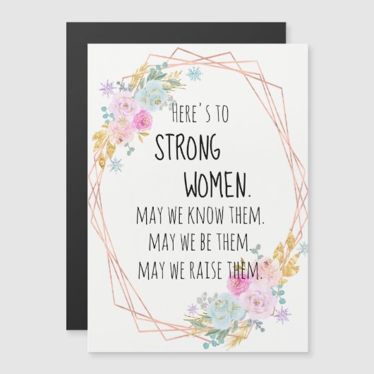 ピンク金ゴールド幾何学的フローラ強い女性が奨励 (正面/裏面)