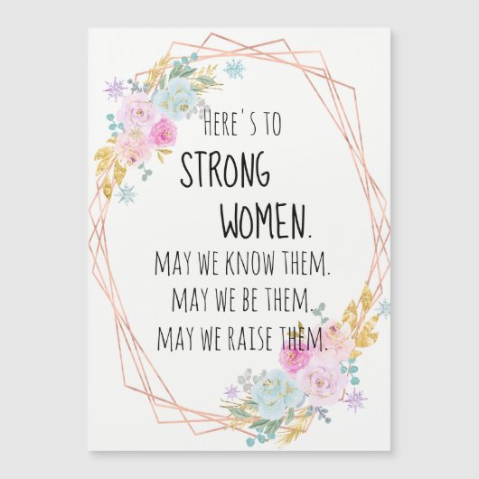 ピンク金ゴールド幾何学的フローラ強い女性が奨励 (正面)