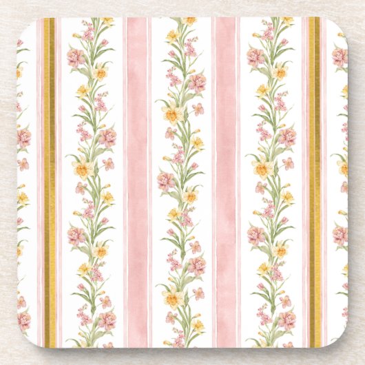 ピンク金ゴールド懸命プラスチック正方形コースター コースター (正面)