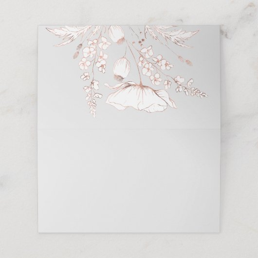 ピンク金ゴールド手描きワイルドフラワー結婚ズ プレイスカード (外部開封)