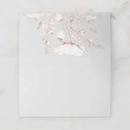 ピンク金ゴールド手描きワイルドフラワー結婚ズ プレイスカード