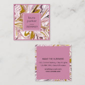 ピンク金ゴールド抽象芸術ガーリープロフェッショナル スクエア名刺 (正面/裏面)