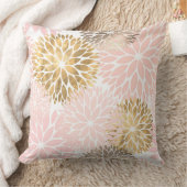 ピンク金ゴールド抽象芸術ダリアパターン装飾用クッション クッション (ブランケット)