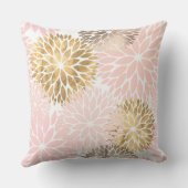 ピンク金ゴールド抽象芸術ダリアパターン装飾用クッション クッション (裏面)