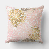 ピンク金ゴールド抽象芸術ダリアパターン装飾用クッション クッション (正面)