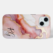 ピンク金ゴールド抽象芸術大理石モノグラム Case-Mate iPhoneケース (裏面 (横))