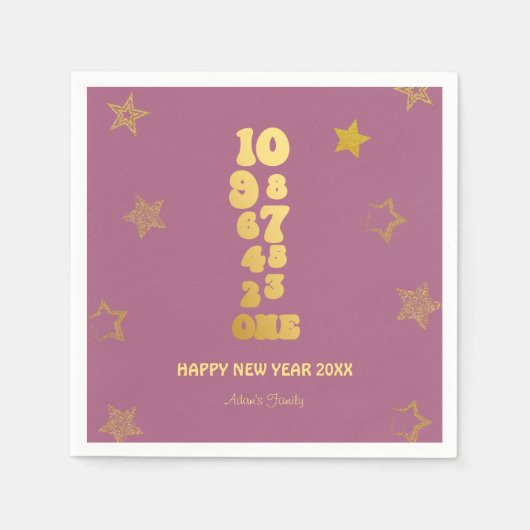 ピンク金ゴールド新年イブパーティー スタンダードカクテルナプキン (正面)