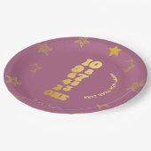 ピンク金ゴールド新年イブパーティー ペーパープレート (アングル)