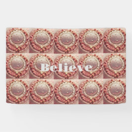 ピンク金ゴールド星空金ゴールドグリッターバ信じナー 横断幕