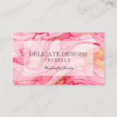 ピンク金ゴールド水彩デザイン 名刺 (正面)