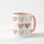 ピンク金ゴールド水彩ハートバレンタインデー マグカップ (正面右)