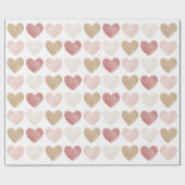 ピンク金ゴールド水彩ハートバレンタインデー ラッピングペーパー (フラット)