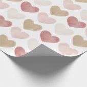 ピンク金ゴールド水彩ハートバレンタインデー ラッピングペーパー (角)