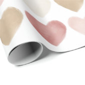 ピンク金ゴールド水彩ハートバレンタインデー ラッピングペーパー (ロールコーナー)