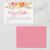 ピンク金ゴールド水彩フローラおむつラッフルチケット エンクロージャーカード (正面/裏面)