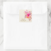 ピンク金ゴールド水彩フローラエレガントバルミツワー スクエアシール (バッグ)