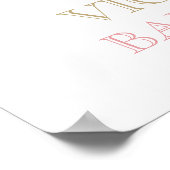 ピンク金ゴールド水彩フローラ赤ちゃんシャワー記号 ポスター (角)