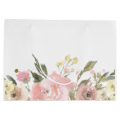 ピンク金ゴールド水彩フローラ ラージペーパーバッグ (裏面)