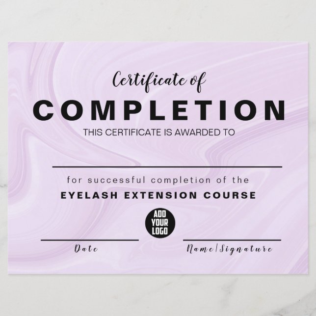 ピンク金ゴールド水彩完成証明書 (正面)