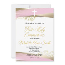 ピンク金ゴールド水彩少女1st聖餐式