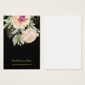 ピンク金ゴールド水彩花カスタムイヤリングカード (正面&裏面)