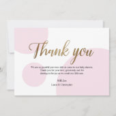 ピンク金ゴールド水玉模様ベビーシャワーありがとう 招待状 (正面)