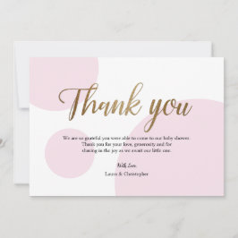 ピンク金ゴールド水玉模様ベビーシャワーありがとう 招待状
