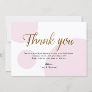ピンク金ゴールド水玉模様ベビーシャワーありがとう 招待状