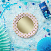 ピンク金ゴールド水玉模様誕生日パーティー ペーパープレート (パーティー)