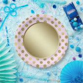 ピンク金ゴールド水玉模様誕生日パーティー ペーパープレート (パーティー)