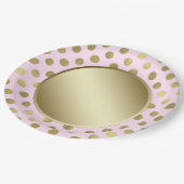 ピンク金ゴールド水玉模様誕生日パーティー ペーパープレート (アングル)
