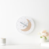 ピンク金ゴールド水色の月と星 ラウンド壁時計 (ホーム)