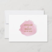 ピンク金ゴールド水色フローラエレガモダンントウェディング 出欠カード (裏面)