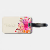 ピンク金ゴールド水色フローラパーソナライズされた名 ラゲッジタグ (裏面横)