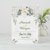 ピンク金ゴールド水色フローラブライダルシャワーブランチ 招待状 (スタンド正面)