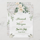 ピンク金ゴールド水色フローラブライダルシャワーブランチ 招待状 (正面/裏面)