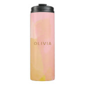 ピンク金ゴールド水色抽象芸術絵画名前をカスタムする タンブラー (正面)