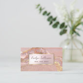 ピンク金ゴールド流動大理石の名刺 名刺 (スタンド正面)