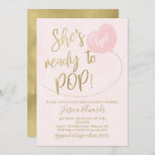 ピンク金ゴールド準備ポップ・アートの赤ちゃんシャワー招待状 招待状 (正面/裏面)